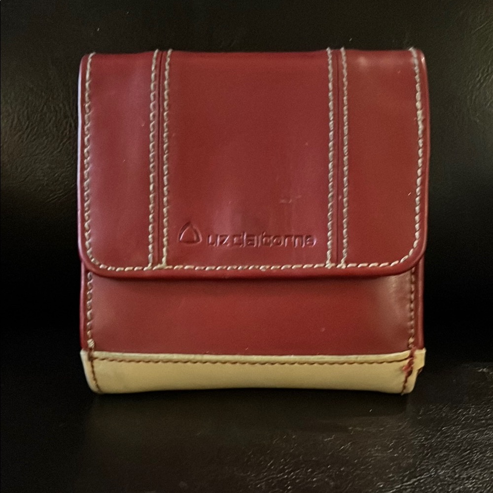 Liz Claiborne Red and Tan Wallet